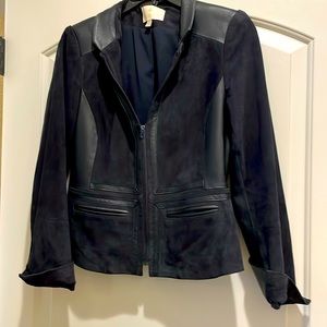 Suede leather trimmed jacket
